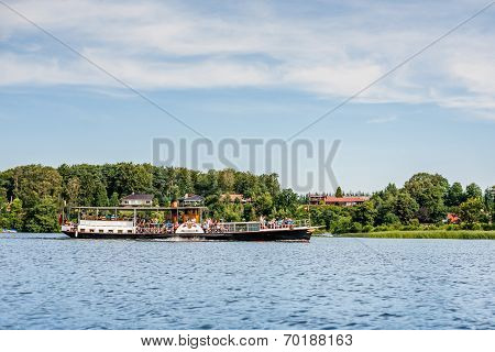 Old steamboat on a river