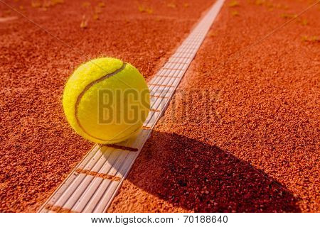 Yellow Tennisball On The Line