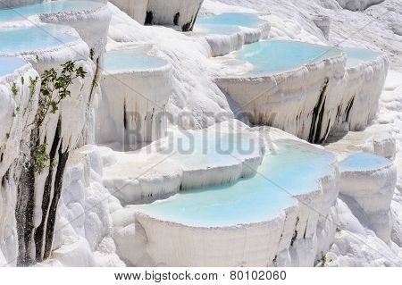 Travertine pools and terraces in Pamukkale, Turkey
