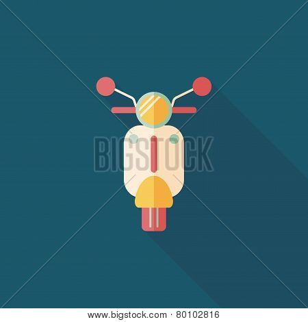 Transportation Scooter Flat Icon With Long Shadow,eps10