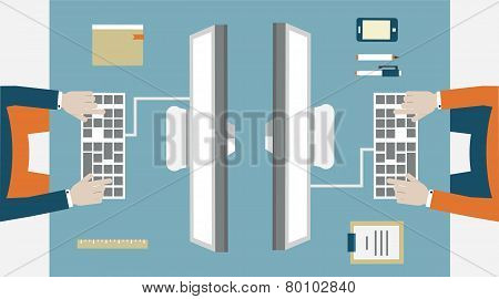 Flat Vector Concept Of Business Workflow