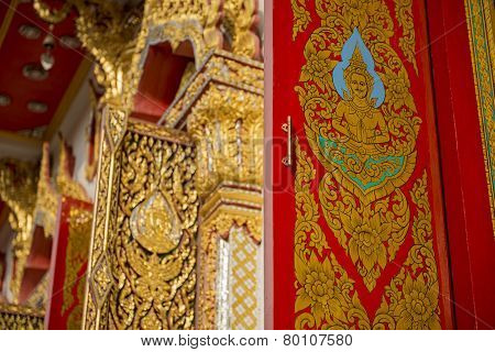 traditional Thai style art guardian angel on window