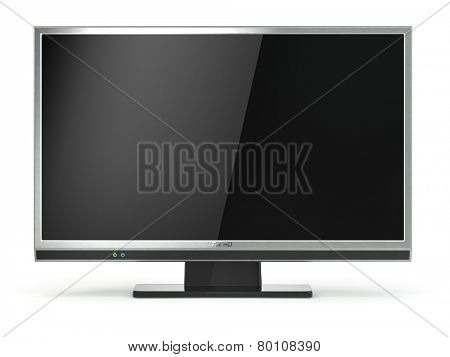 TV flat screen lcd or plasma isolated on white. .Digital broadcasting television. 3d