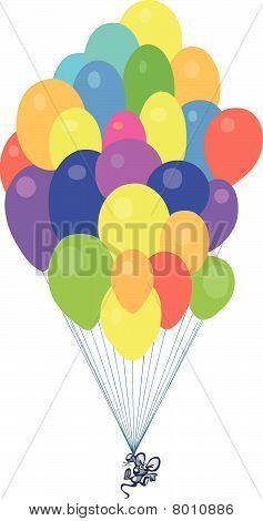 furry mouse floating with balloons