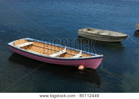 Pink Boat In Sea