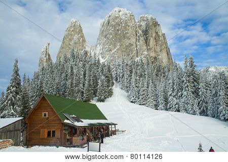 mountain resort in winter