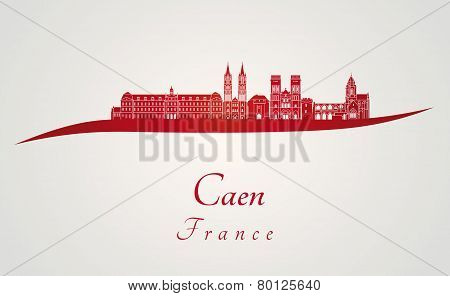 Caen Skyline In Red