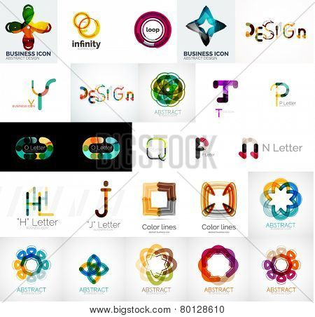 Logo collection, abstract geometric business icon set, company branding identity designe lements