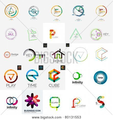 Logo collection, abstract geometric business icon set, company branding identity designe lements
