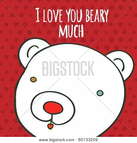 Love You Beary Much Hand Drawing Greeting Card