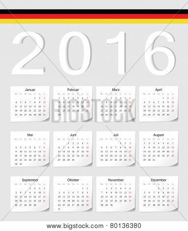 German 2016 Calendar