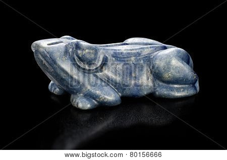 Dumortierite Frog Carved Figurine
