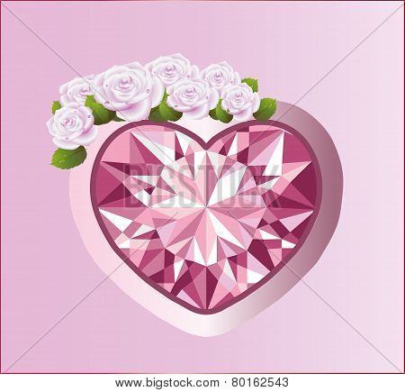 Diamond heart with roses.