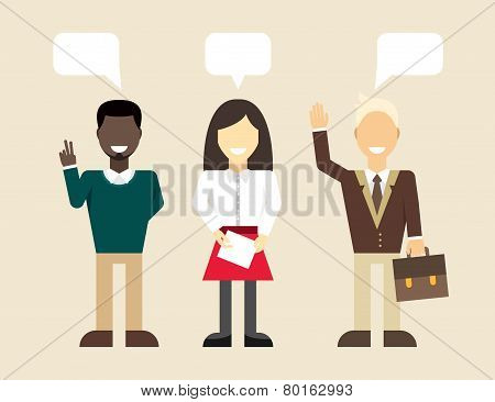 Vector flat illustration. Different people character, male, female, businessman