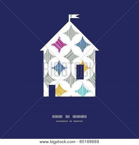 Vector colorful marble textured tiles house silhouette pattern frame