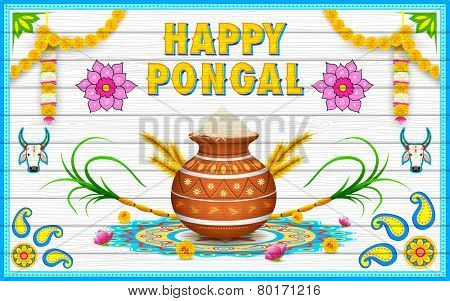illustration of Happy Pongal greeting background