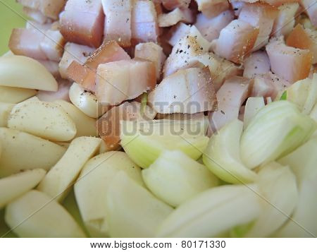 bacon, onion, garlic