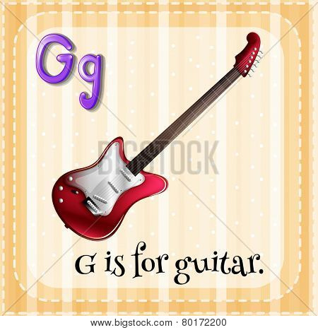 Illustration of an alphabet g is for guitar