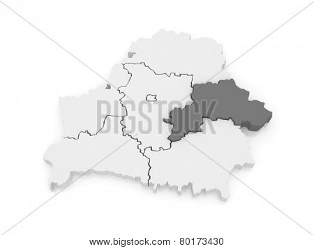 Map of Mogilev region. Belarus. 3d