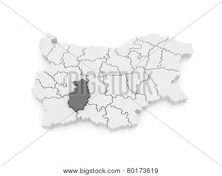 Map of Pazardzhik Province. Bulgaria. 3d