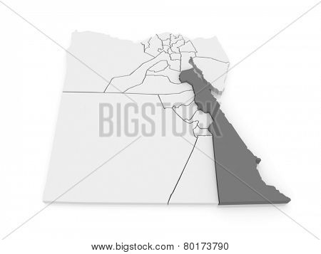 Map of Red Sea (Al Bahr al Ahmar). Egypt. 3d