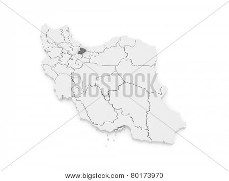 Map of Alborz. Iran. 3d