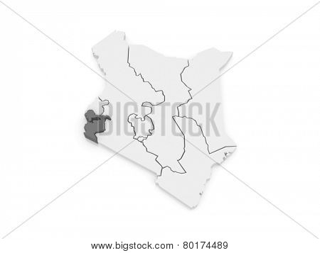 Map of Nyanza. Kenya. 3d
