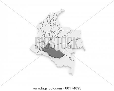 Map of Caqueta. Colombia. 3d