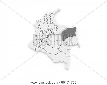 Map of Vichada. Colombia. 3d