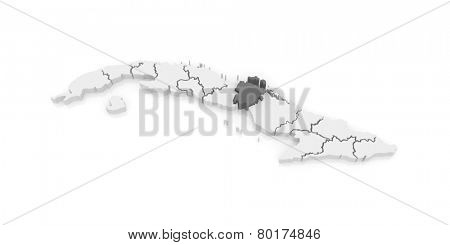 Map of Ciego de Avila. Cuba. 3d