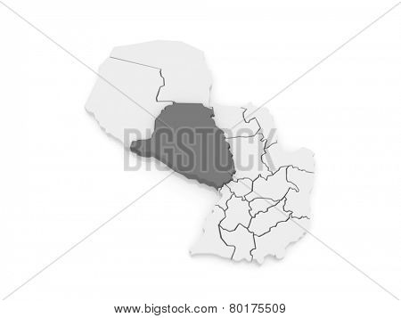 Map of Presidente Hayes. Paraguay. 3d