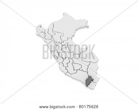 Map of Moquegua. Peru. 3d