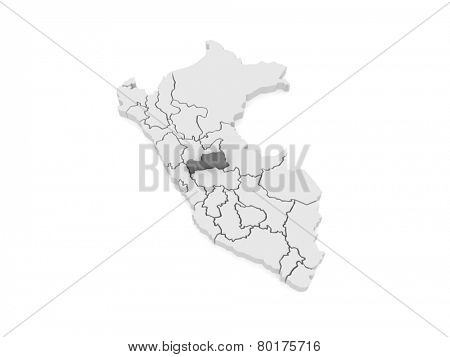 Map of Pasco. Peru. 3d