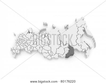 Map of the Russian Federation. Trans-Baikal Territory. 3d