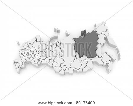 Map of the Russian Federation. Republic of Sakha (Yakutia). 3d