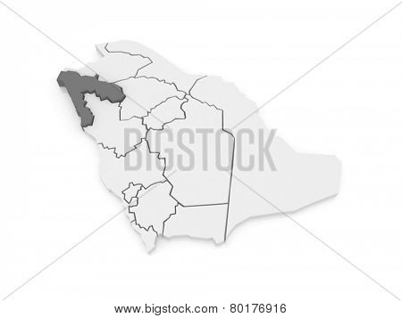 Map of Tabuk. Saudi Arabia. 3d