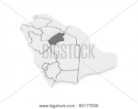 Map of Al Qasim. Saudi Arabia. 3d