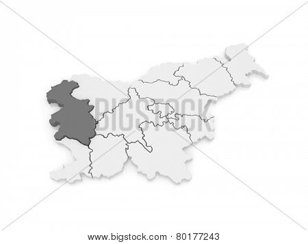 Map of Goritskii region. Slovenia. 3d