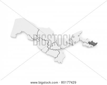 Map of Andijan. Uzbekistan. 3d