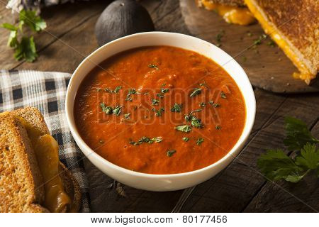 Homemade Tomato Soup With Grilled Cheese