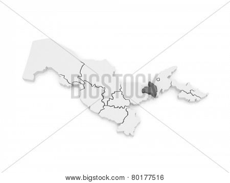 Map of Darya region. Uzbekistan. 3d