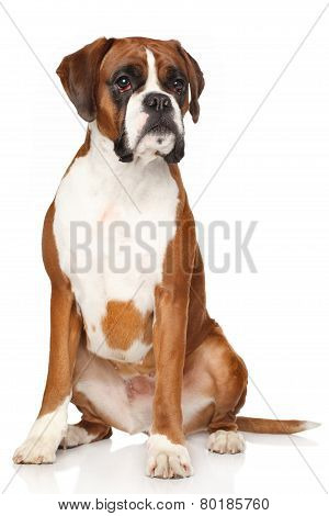 Boxer Dog On White Background