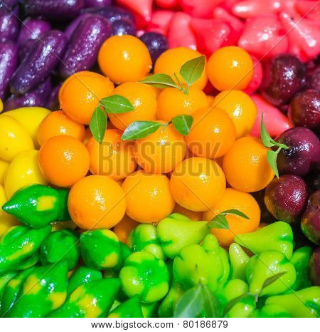 Deletable Imitation Fruits (look Choup). Traditional Thai Dessert