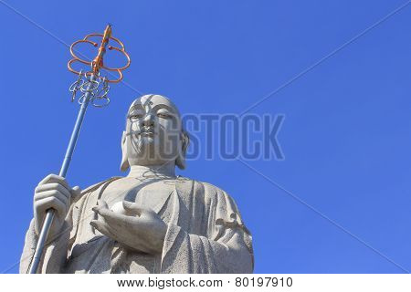 Big Buddha Priest Chinese Style With Blue Sky At Donwai Temple, Nakornpathom, Thailand On February 2