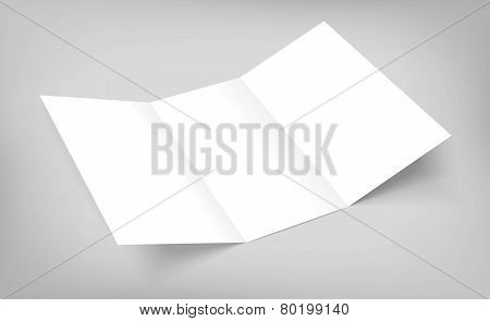 Blank Vector Tri Fold Paper Flyer On Gray Background