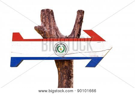 Paraguay Flag wooden sign isolated on white background