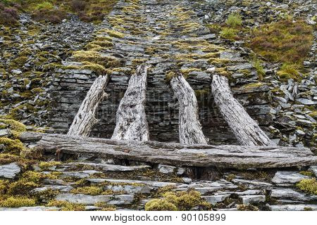 Unique Wooden Incline Bridge.