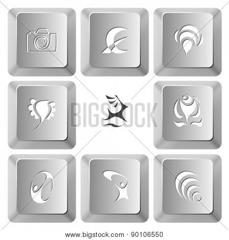 Abstract set. Raster set computer keys.