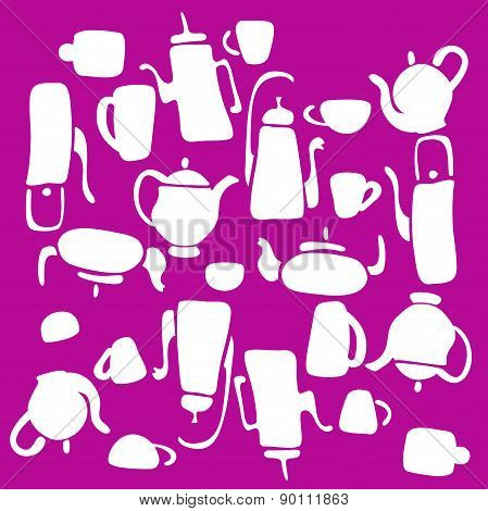 set of vector symbols kettle. teapot