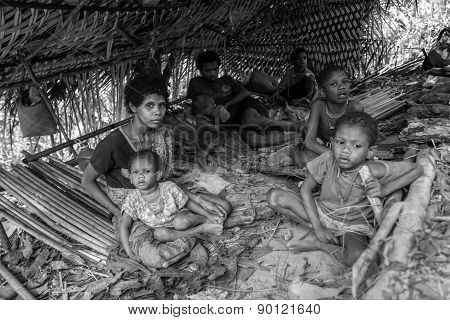 Pattalung, Thailand - Mar 28 , 2015 : The Negrito Of Thailand. They Are A Saa-gai Tribe Who Live Pea